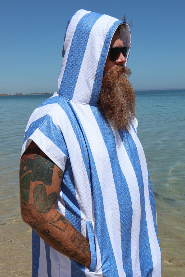 Denim Stripes Poncho